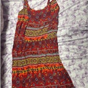 Du Jour Red and Orange Sleeveless Maxi Sundress